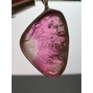 NEW Bi color pink tourmaline sterling silver pendant 1.94 grams